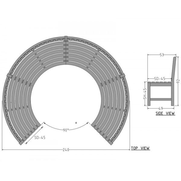 Circular garden teak wood bench