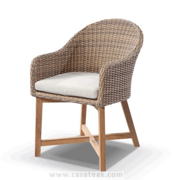 Coastal wicker dining chair