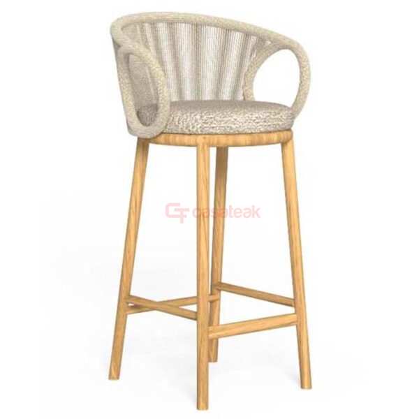 Leto teak wood and rope Bar Chair