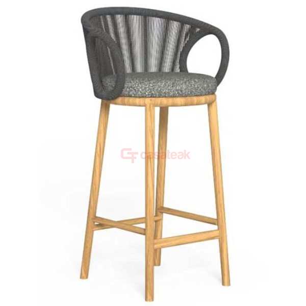 Leto teak wood and rope Bar Chair