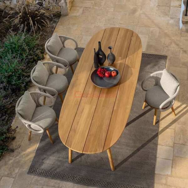 Leto teak wood and rope Outdoor Dining set