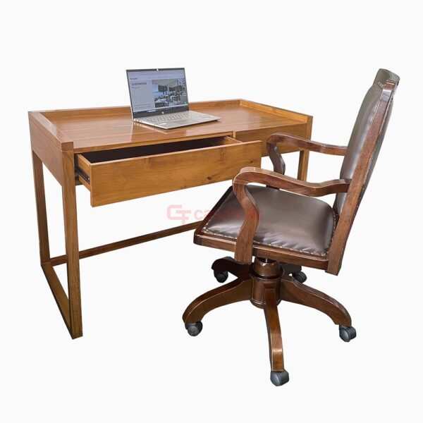 Teak leather office chair